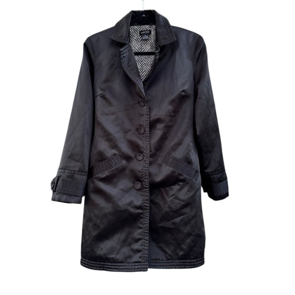 Spense Women's Trench Coat Pea Coat Jacket with Tie Waist in Black Size Medium